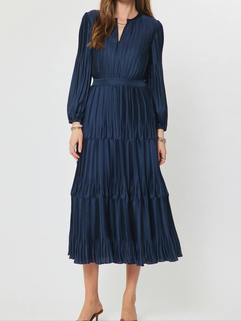 Current Air Women's Navy Pleated Midi Dress
